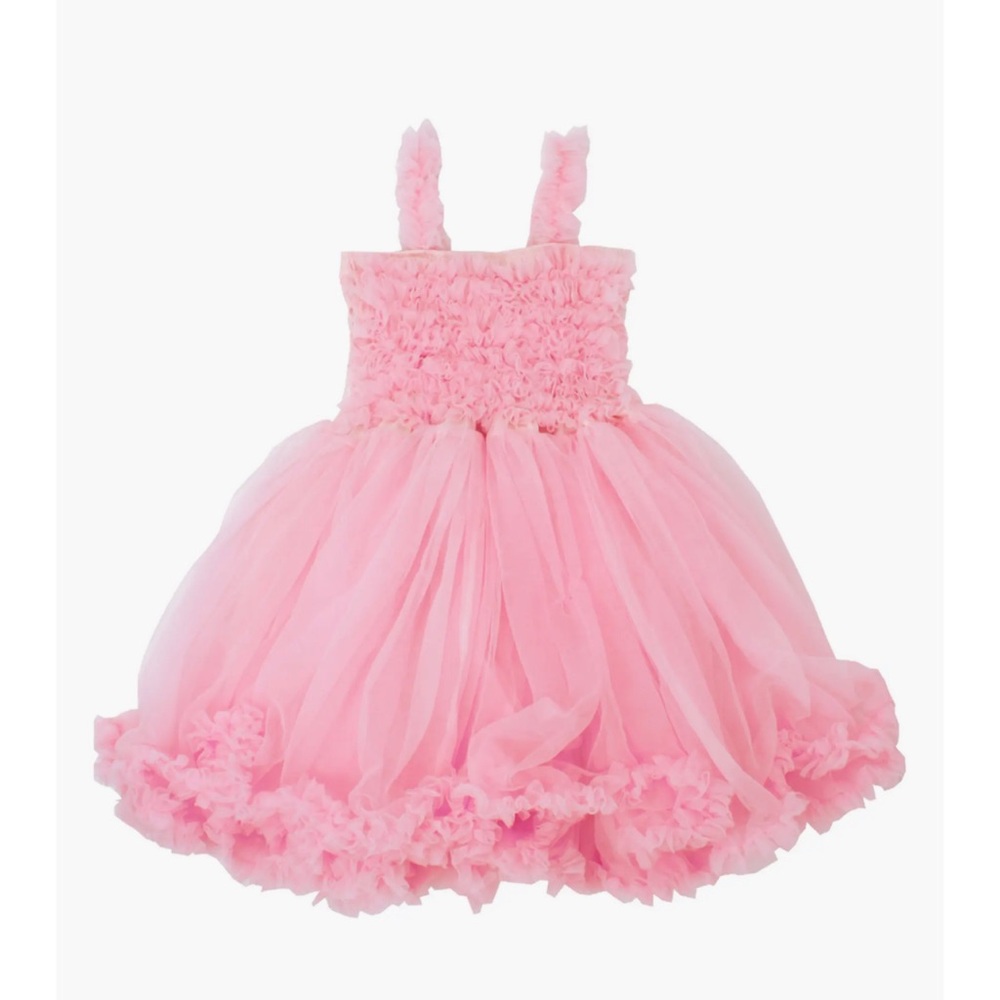 Ruffle Butts Pink Tulle Kids Formal Dress